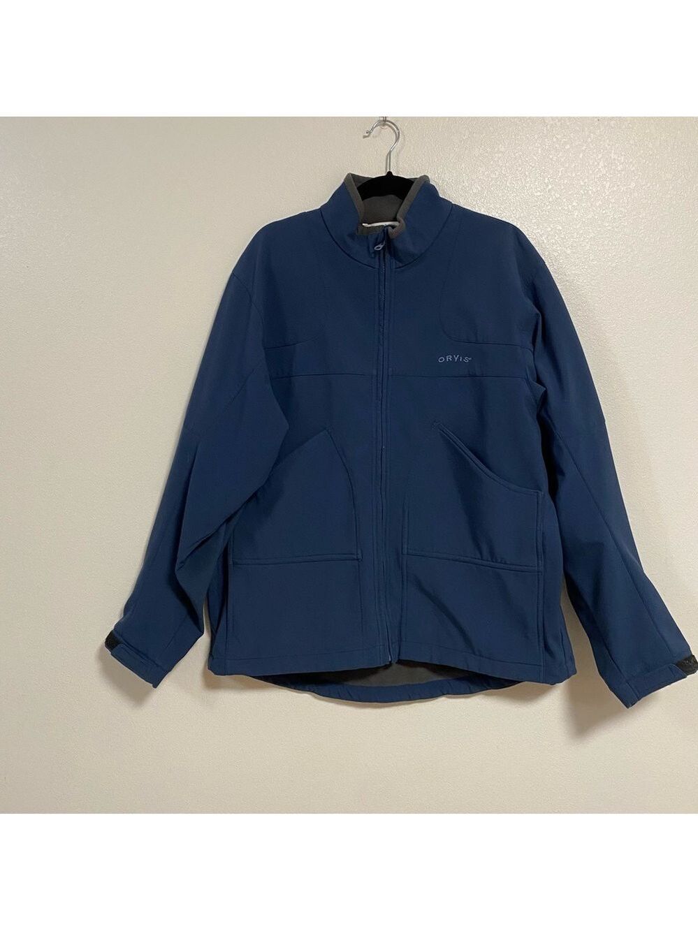 Orvis Jacket Men's Size Large Blue Windbreaker Fleece lined Jacket